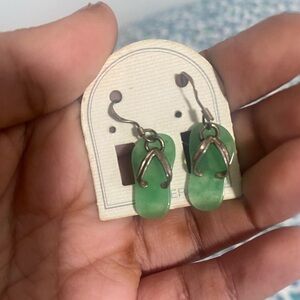 Sterling silver jade earring
